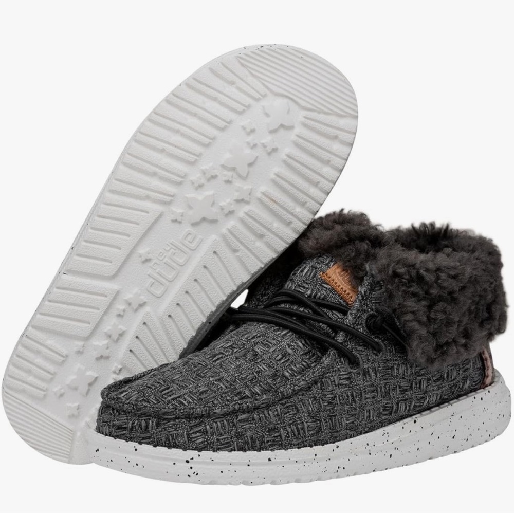Hey Dude Wendy Black Fold Stitch Cozy Shoes Youth T (Little Girl) 1  New in Box!